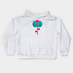 Turquoise and red flower Kids Hoodie